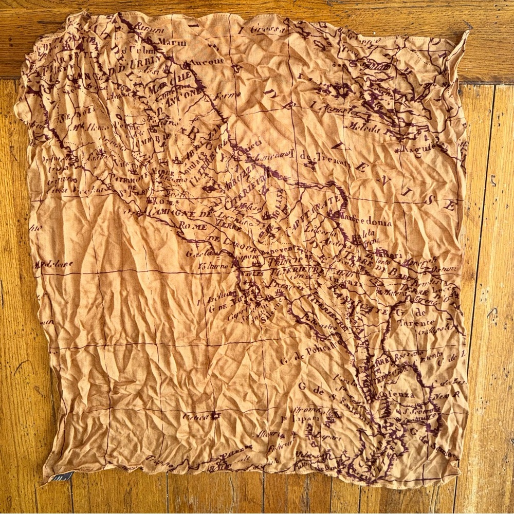 Patricia Nash Brown Vintage Inspired Maps Print Scarf and Dustbag - Picture 3 of 8